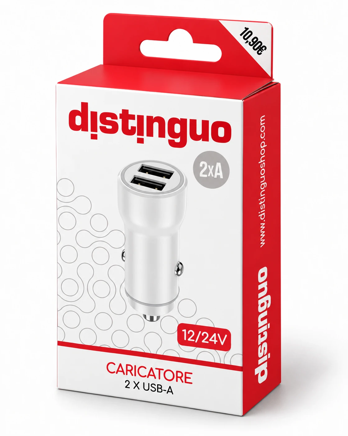 Confezione Distinguo 421DIS Caricatore da auto · 2 USB-A